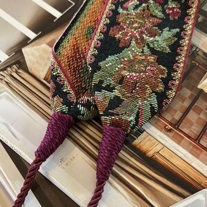 Colorful tapestry vintage Woven Belt with Floral Design